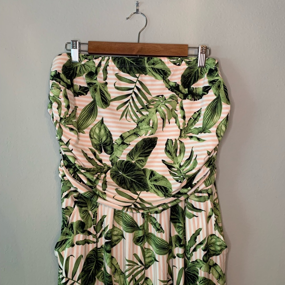 Hawaiian Floral Strapless Jumpsuit With Pockets